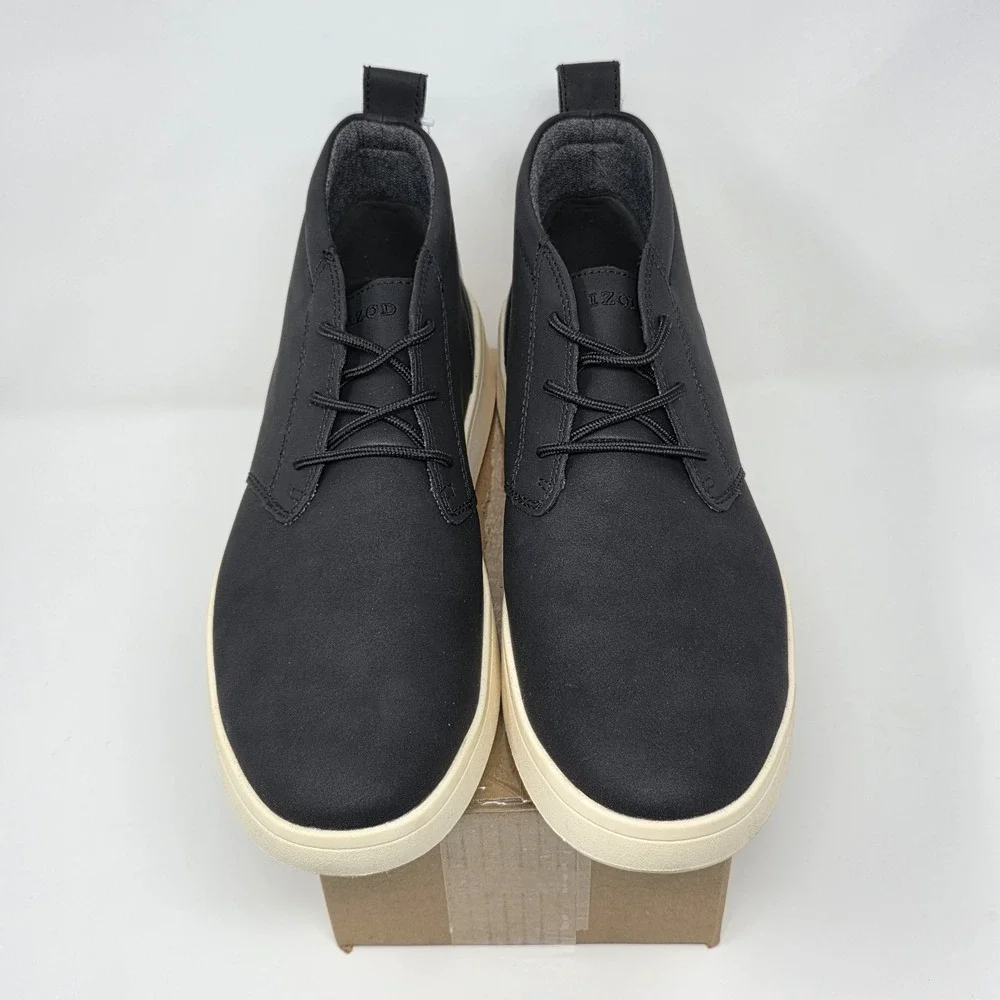 IZOD Palmer Mens Faux Leather Lace-Up‎ Sport Style Chukka Boot Black Size 9
